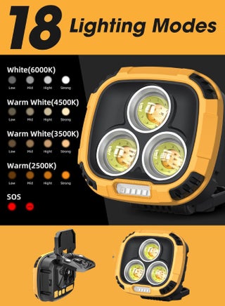 Rechargeable Work Light, Magnetic Led Camping Light with Stand and Hook, 18 Light Modes, SOS, 4000mAh, Battery Indictor, 1200 Lumens Portable Cob Light for Camping, Car Repair, Emergency, Outdoors Activities Like & Hiking, Fishing - view 4